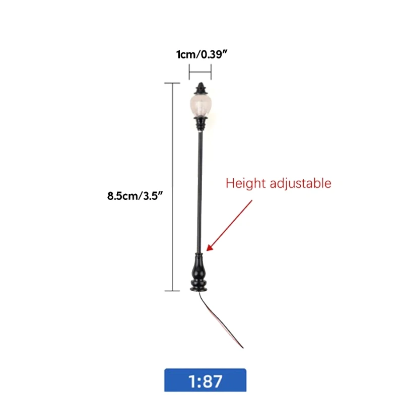 Latarnia uliczna domku dla lalek Model pociągu Lampy słupkowe Lampy uliczne Post 1:87 Mini domek dla lalek Model latarni