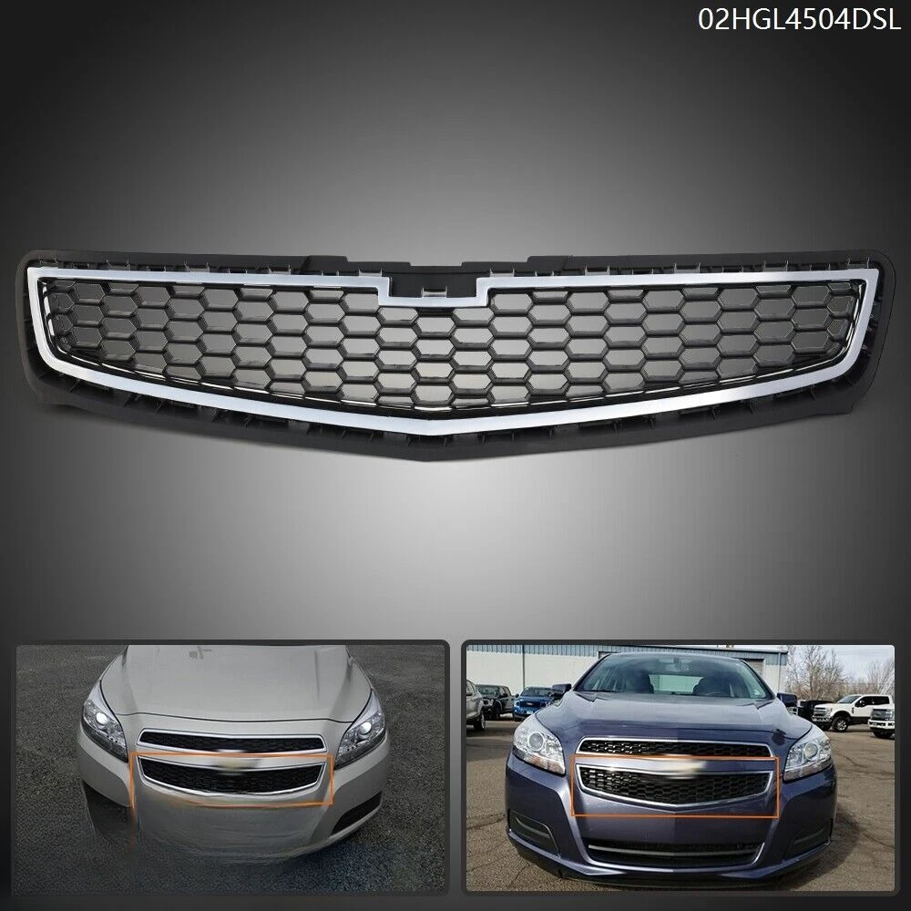 

FIT FOR 2013 CHEVY MALIBU LS LT ABS FRONT BUMPER LOWER GRILLE BLACK & CHROME United States