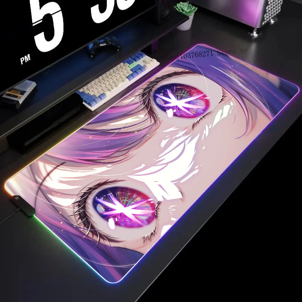 

Ai Hoshino Oshi No Ko Anime Mousepad XXL RGB Gaming Mouse Pads HD Black Gamer Accessories Large LED