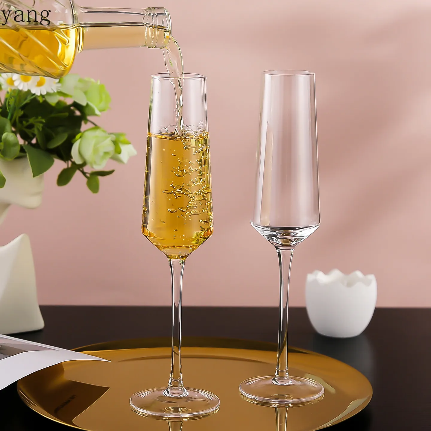 LMM light luxury champagne glasses a pair of mountain climbing goblets DIY wedding toast practical