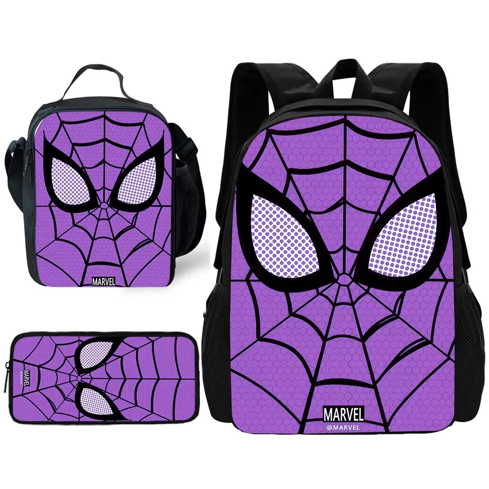 3 pcs set Cute anime Spiders-man Child School Backpack with Lunch Bags ,Pencil Bags ,School Bags for Boys Girls Best Gift