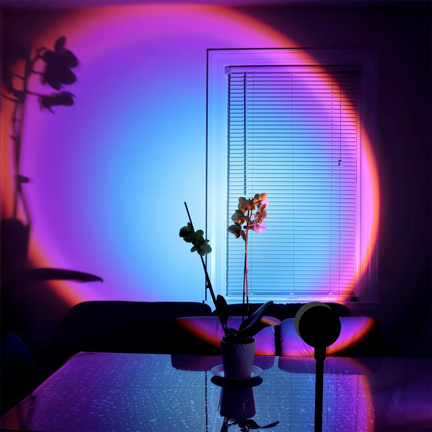 Luz ambiental del arco iris del atardecer del enchufe USB, luz azul del arco iris, ambiente de la decoración del hogar.