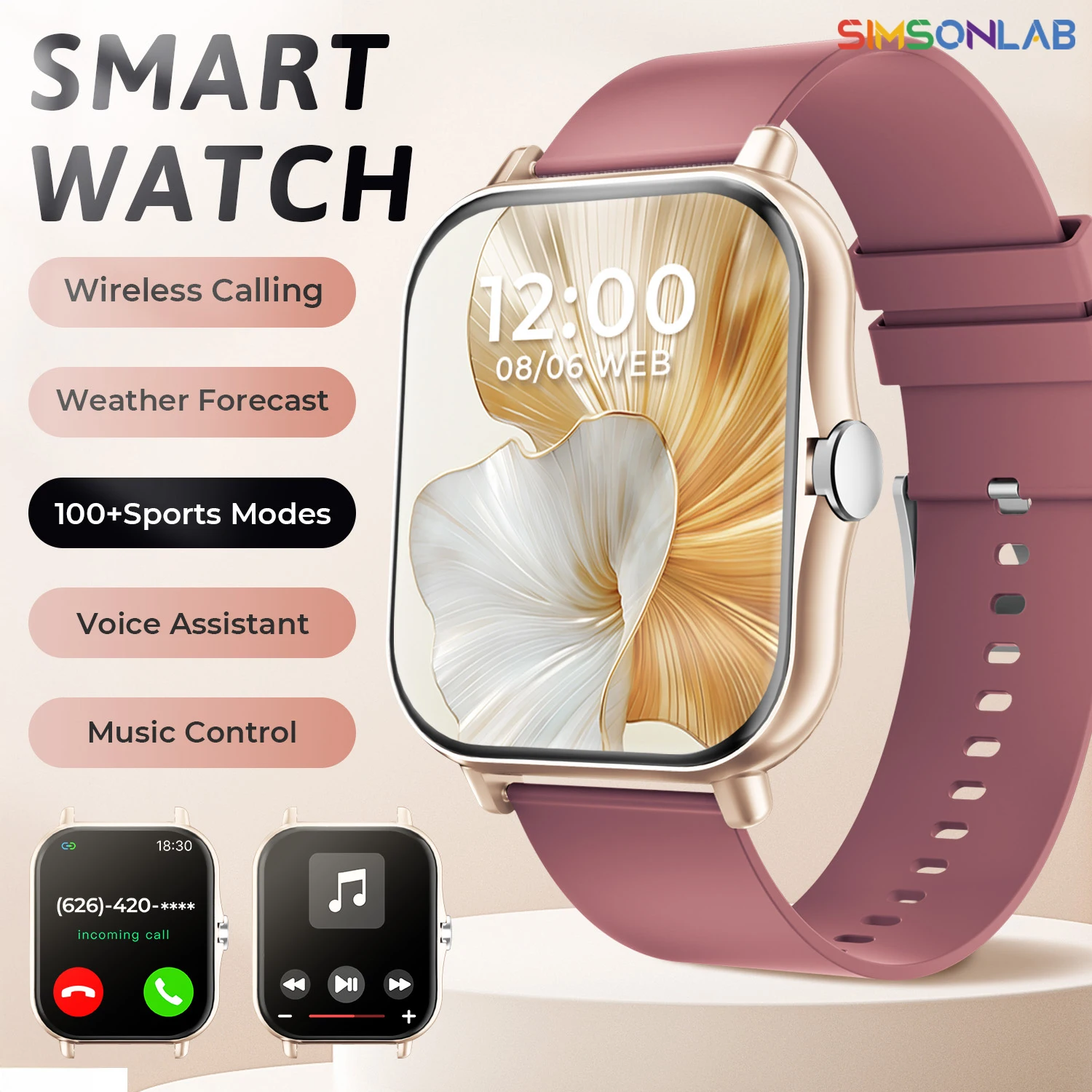 2025 ساعة ذكية 1.83 بوصة TFT شاشة عرض بلوتوث الاتصال وسائط رياضية متعددة الرجال النساء ساعة ذكية لنظام أندرويد IOS