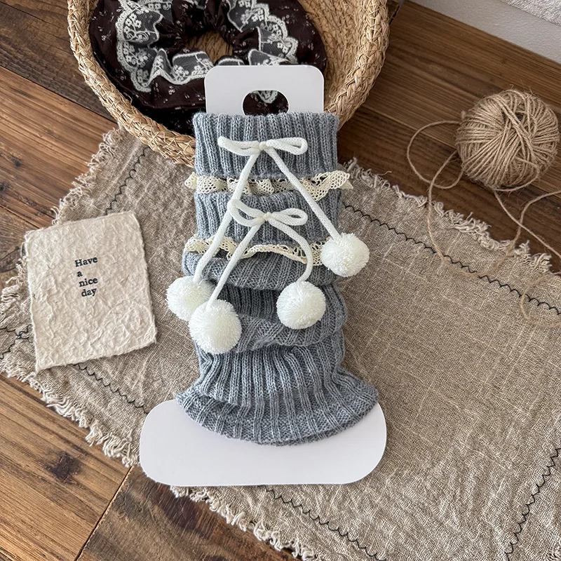 6 Pairs Cotton Long Sock Covers for Women Lolita Coffee Retro Autumn Winter Leg Warmers Woman Black White Leg Warmer Loose Socks