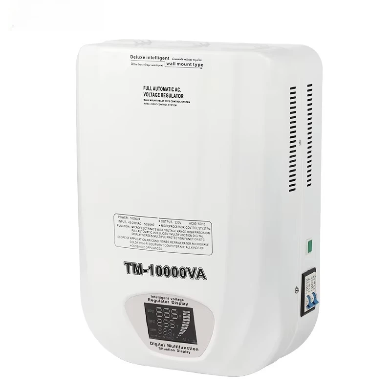 منظم جهد التيار المتردد الأوتوماتيكي 220 فولت مثبت على الحائط 5KVA 10KVA 15KVA مرحلة واحدة AVR مثبت التتابع لمكيف الهواء المنزلي