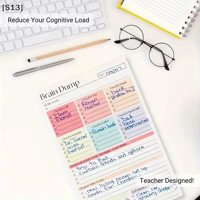 50/150 Sheets Minimalist Journal Brain Dump Notebook A5 To-Do List & Task Manager For Project Planning Self-Organization[Q]Q@