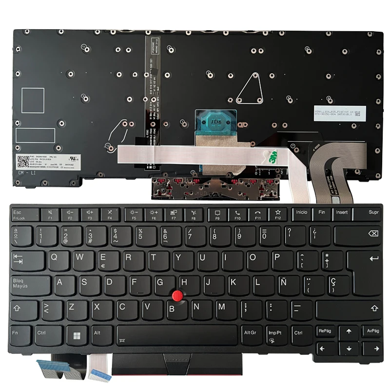 Imagem -05 - Espanhol Latino Teclado do Laptop para Lenovo Thinkpad T14 Gen P14s Gen com Moldura Preta Prata Novo