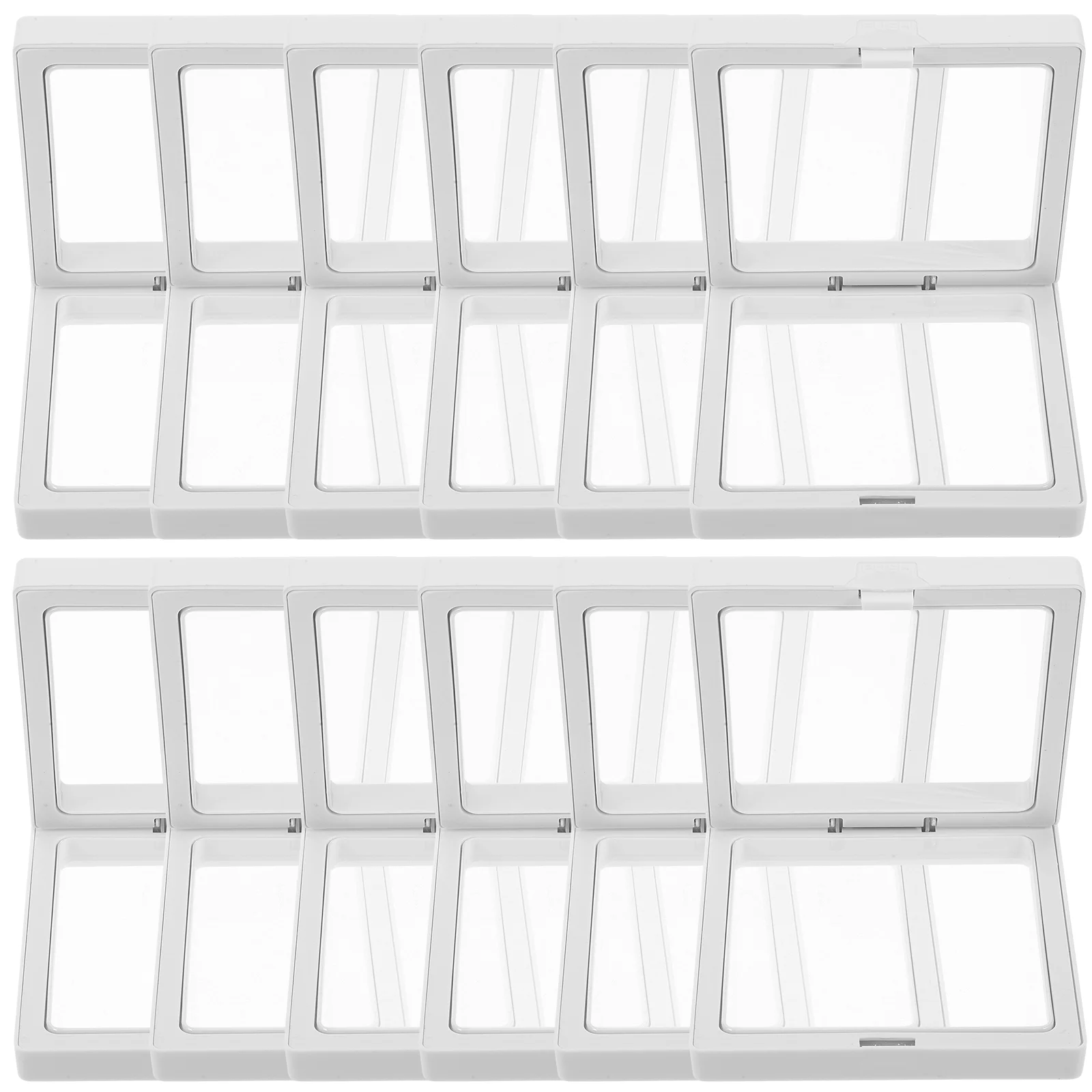 12 Sets Transparent Box Display Case Floating Earrings Frame Jewelry Showcase Coin Abs (plastic) Frames Displaying Stand