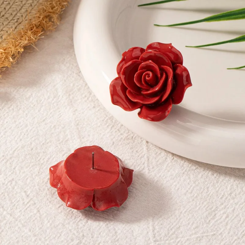 Stud Earrings For Women Red Rose Flower Retro Minimalist Geometric Ear Accessories Fashion Jewelry BE561