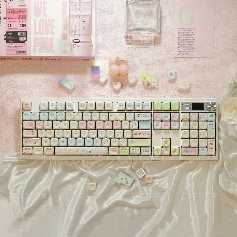 Cute Animals Theme Keycaps Set Customized PBT Sublimation MOA Profile Keyboard Cap for Mechanical Keyboard Accessories Gifts DIY