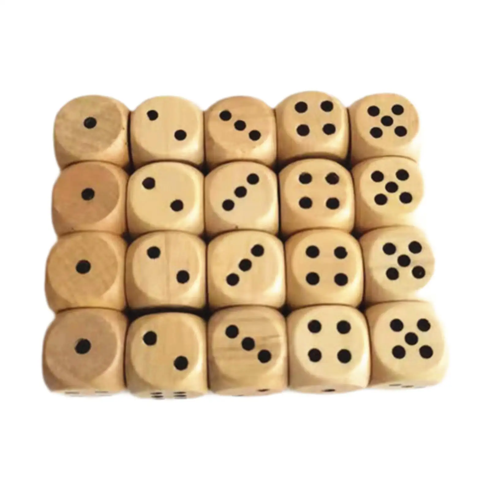 20Pcs Wooden 6 Sided Dice,Standard Mini Dices,Crafts Collectibles with Numbers 1-6,20mm for Party Toy,Role Playing,Table Game