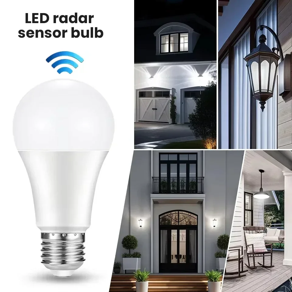 5 Stück Radar-Bewegungssensor-Glühbirne E26 110 V 6 W LED-Nachtlicht, Schlafzimmer, Garten, LED-Glühbirnen für Zuhause