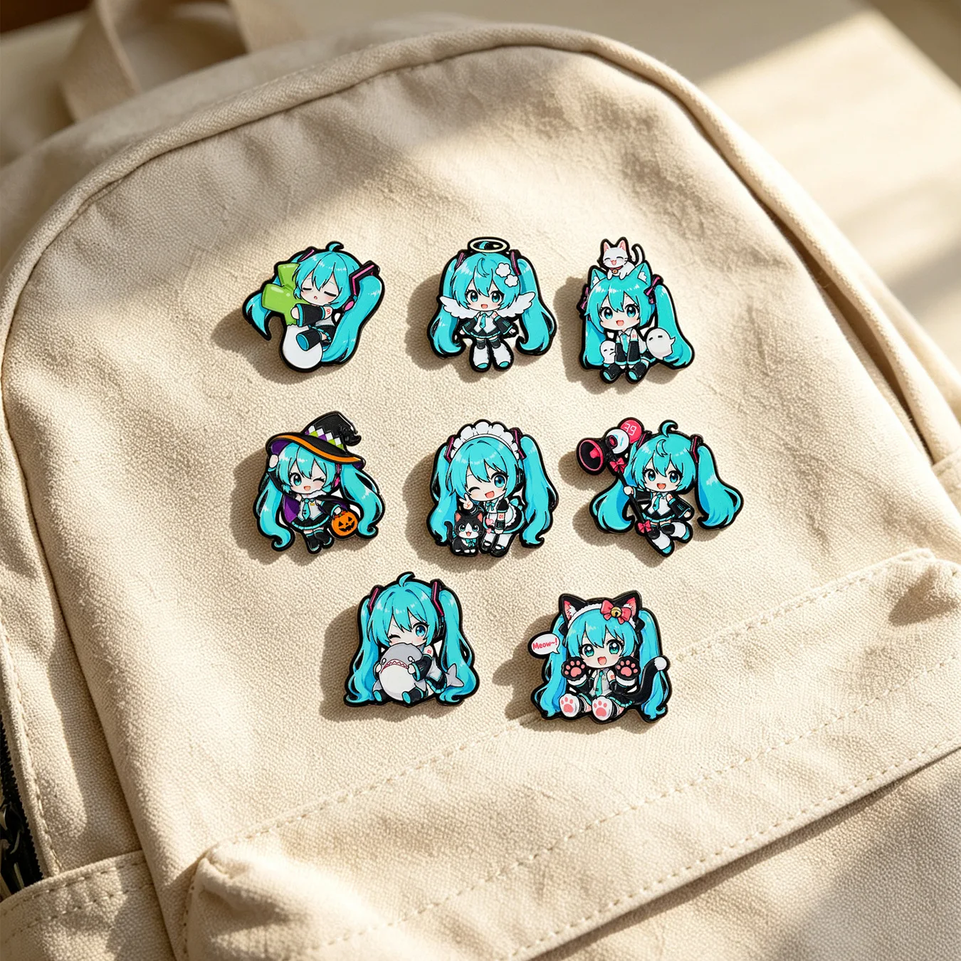 Kawai Chibi Virtual Singer Miku Enamel Pins Cute Blue Twin Hair Girl Anime Brooch Lapel Badge for Backpack Fan Gift view 5