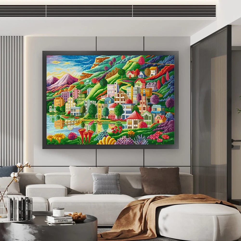 

Набор для вышивки крестом с принтом города 82x61 см, сделай сам, 14CT, поделка для вышивки египетского хлопка