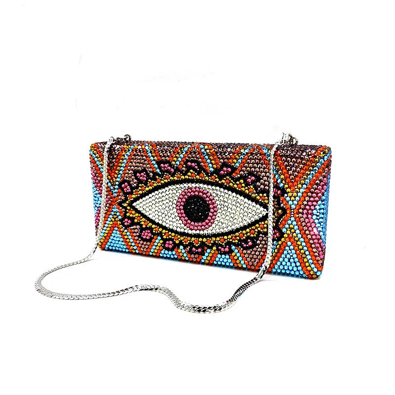 

Luxury evil eye designer Bridal wedding purses women evening party diamonds full crystal clutches