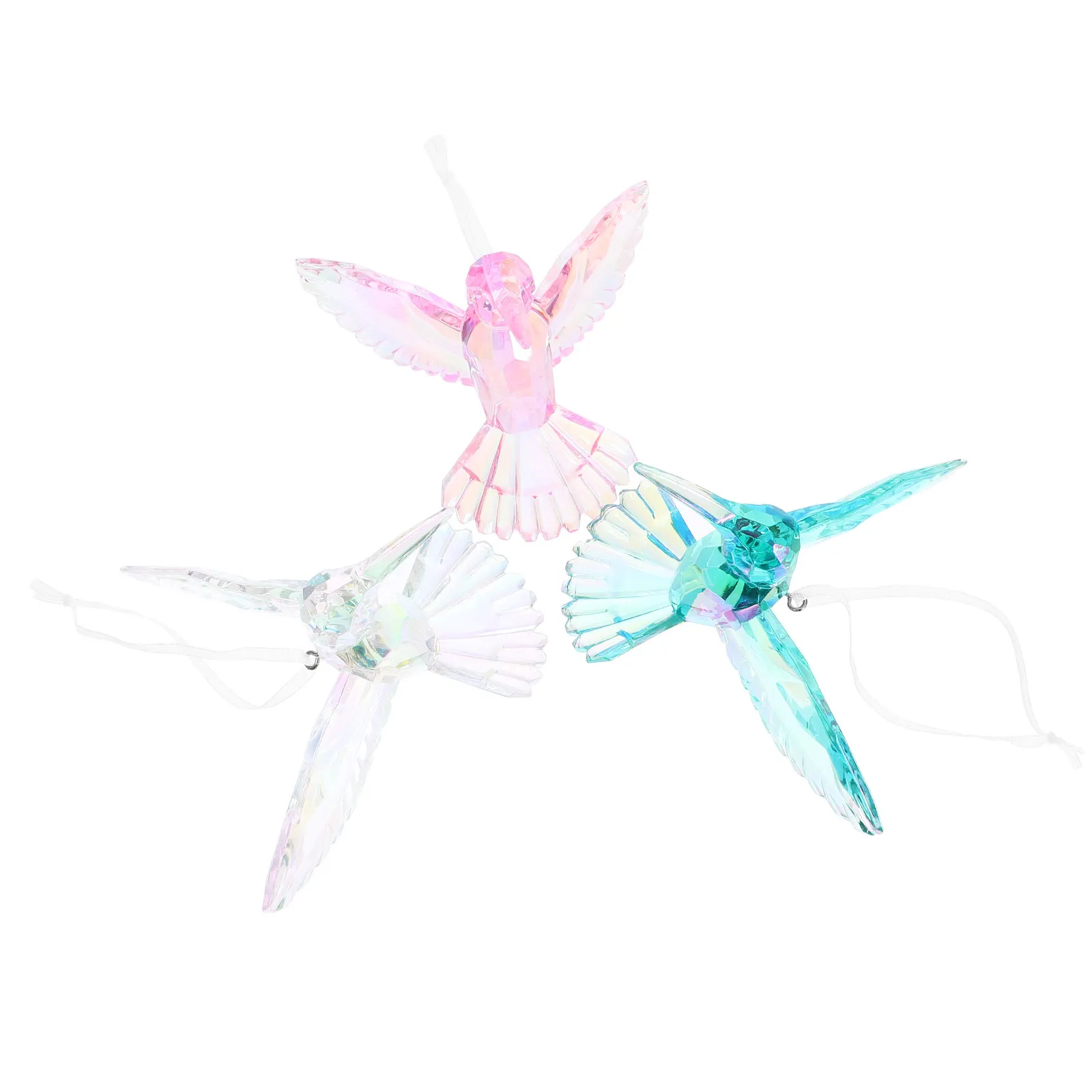 3Pcs Flying Bird Hanging Ornaments Iridescent Acrylic Crystal Clear Bird Decor for Indoor Outdoor Garden Window Suncatcher
