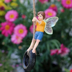 1 piece of swinging tire flower fairy resin handicraft, courtyard garden decoration pendant, bonsai statue, home and living room
