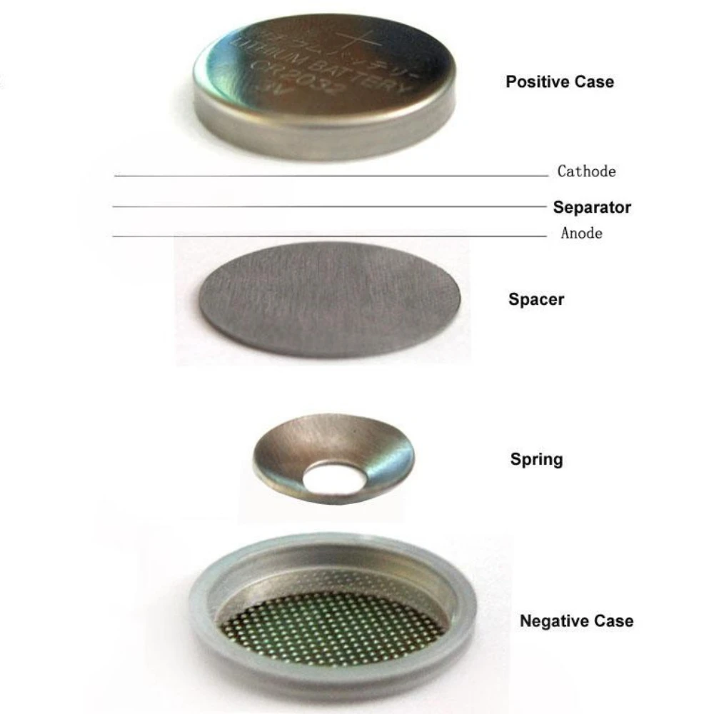 200 Set/PACK Stainless Steel Coin Cell Case with Conical Spring and Spacer for CR2032 / CR2025 / CR2016