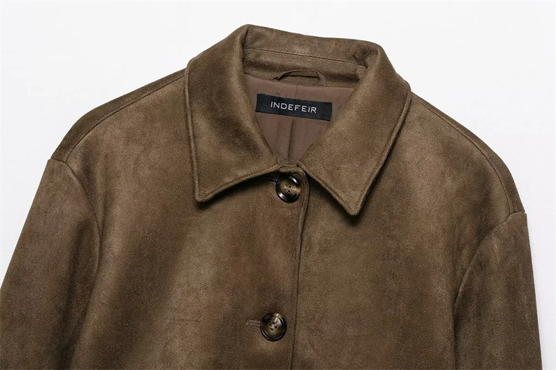 Women's Jacket 2025 New Faux Leather Suede Texture Effect Top Autumn and Winter Retro Fashion Women's Leather Jacket