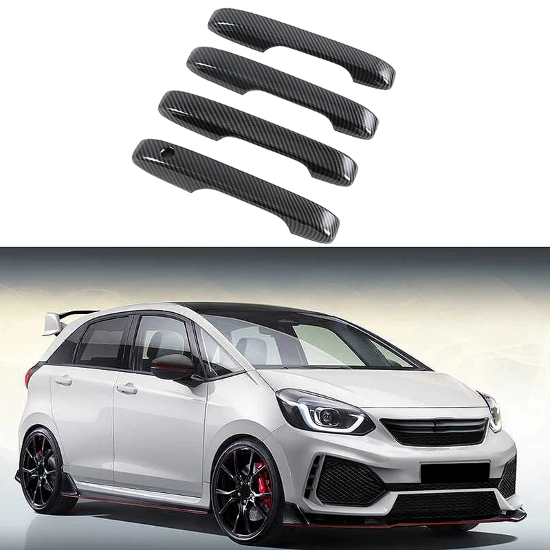 

Новинка-для Honda Fit Jazz 2020-2021, 4 шт., углеродное волокно, боковая дверная ручка автомобиля, защитная крышка, накладка, литье, Стайлинг автомобиля