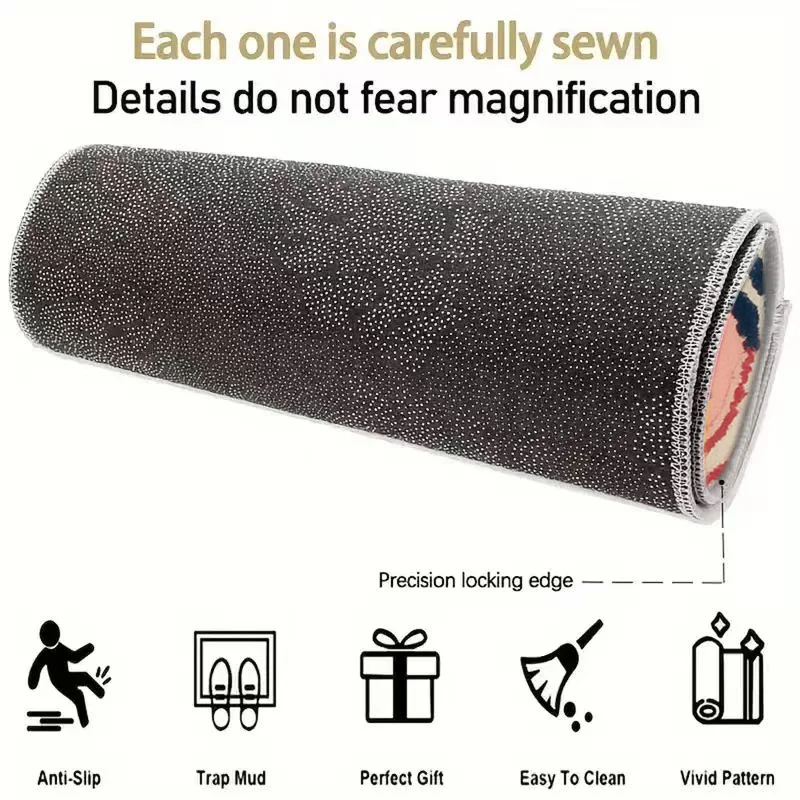 Long-Lasting Trunk Liner For Vehicles Featuring A Stylized Design Of Abstract Eyes On A Red Backdrop With Blue Highlights. This - view 5