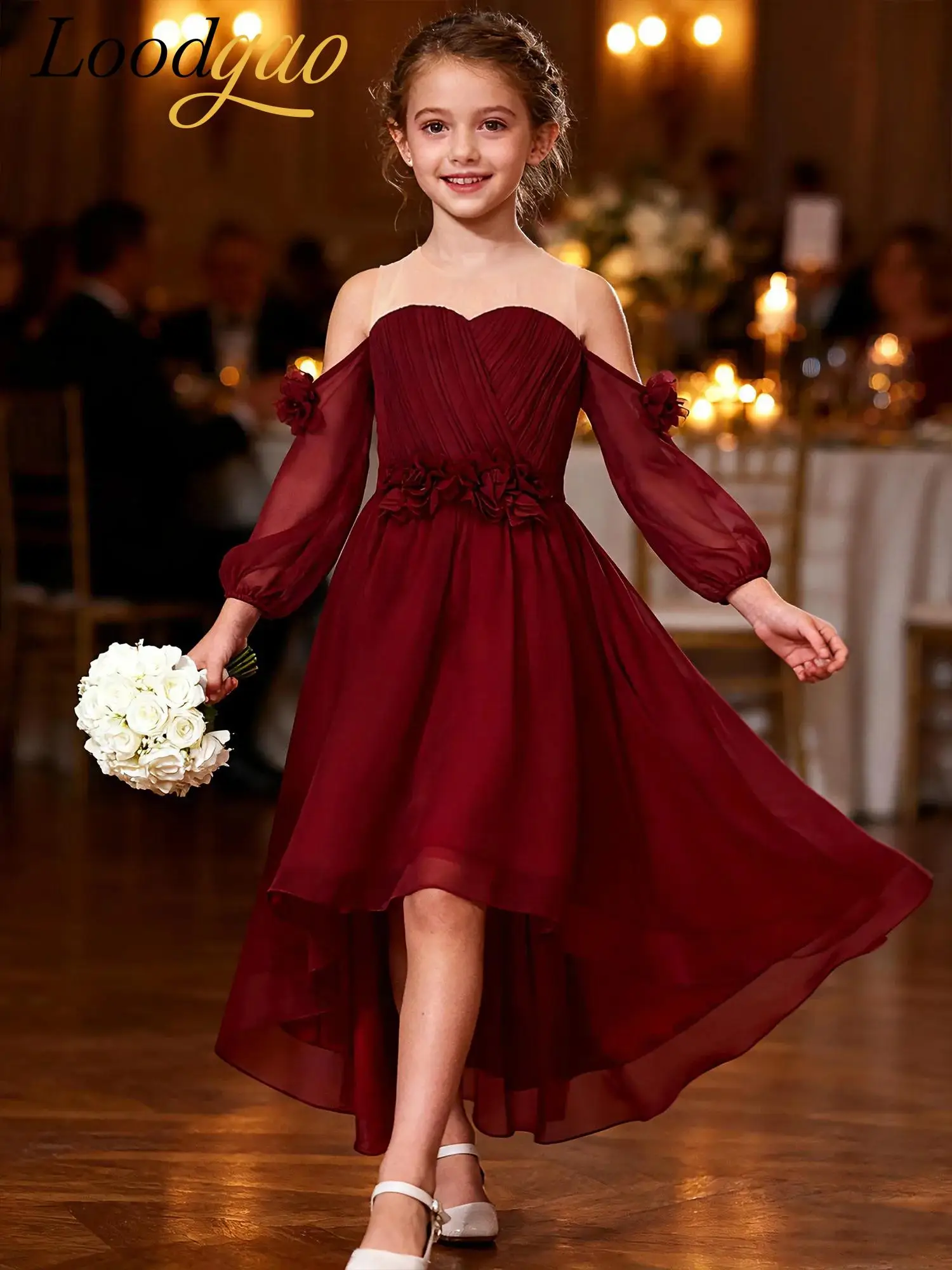 

Girls Christmas Dress Cosplay Princess Dancing Costume High-low Vestido Chiffon Xmas Party Gown Prom Nwe Year Holiday Dress