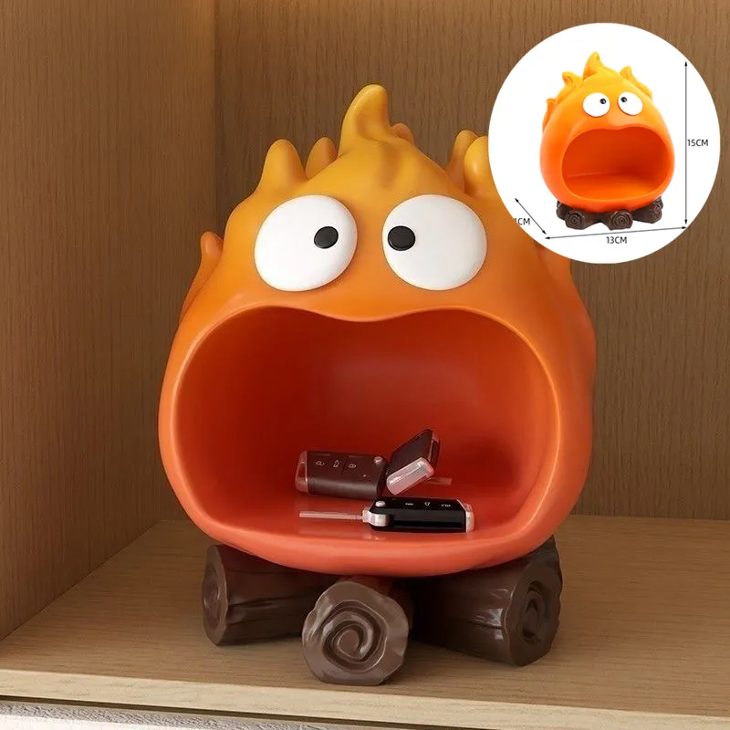 1Piece Durable Calcifer Fire Desktop Decoration Creative Home Living Room Porch Key Storage Tray Cartoon Organizer Ornaments