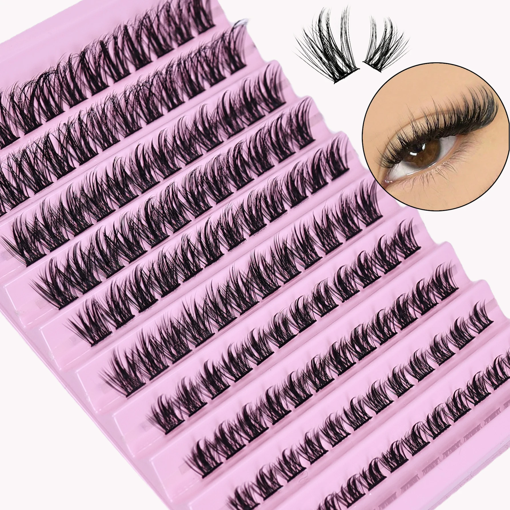 Wimperncluster, 1 Box Wimpern, 8–16 mm, einzelne Wimpern, natürlicher Look, D-Locken, flauschige Cluster-Wimpern, DIY-Wimpernverlängerung