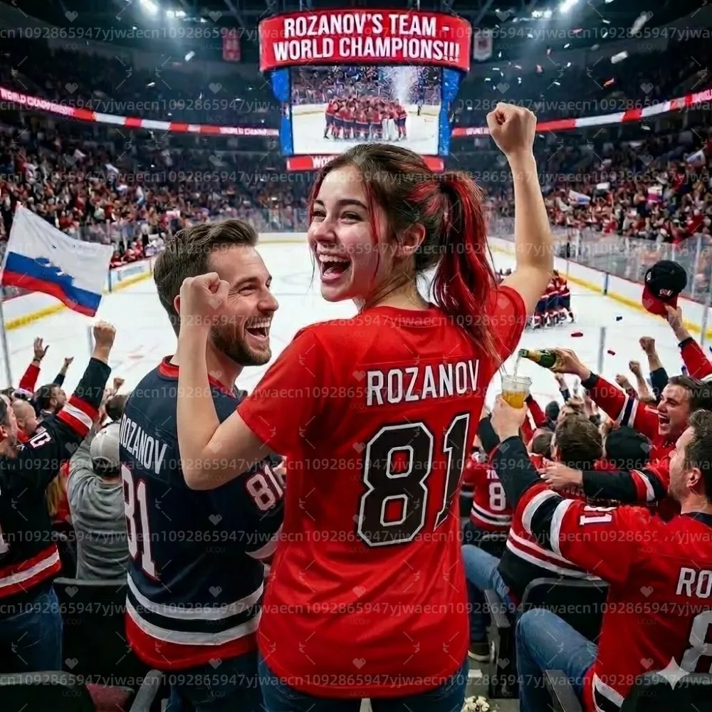 Camiseta Unissex de Hóquei Aquecida de Manga Curta 2026 Masculina e Feminina - Nova Coleção Rozanov Hollander 81 - Tops e Moletons