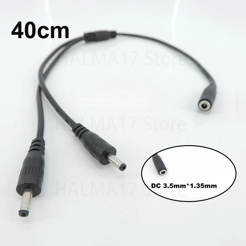 DC 3.5*1.35mm Power Connector Y Splitter Cable Male to 2 Female Way Extension Jack Plug Charging Wire for CCTV Camera Router J17