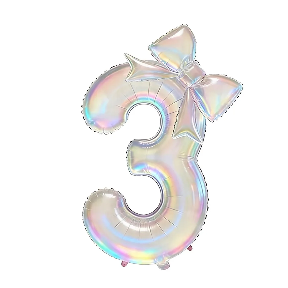 Ballon Chiffre 40 pouces 0-9 pour Décoration de Fond d'Événement avec Nœud Papillon, Ballon Numérique Transparent Coloré