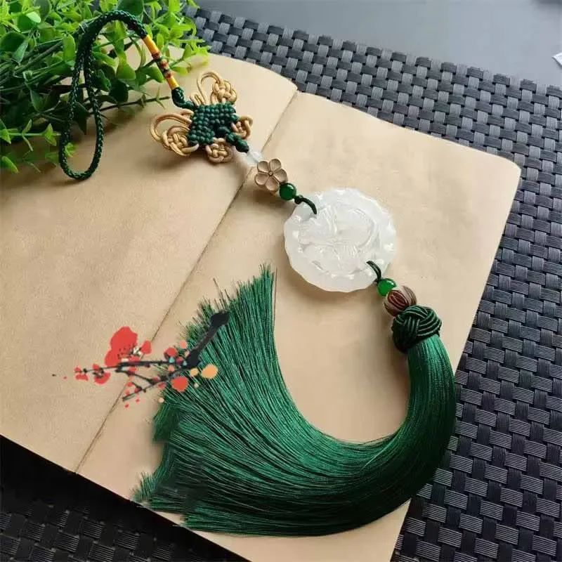 

Hanfu поясной аксессуар с кисточкой, кулон, веревочная цепочка, женские китайские винтажные украшения на талию, белый нефритовый кулон, украшение на талию