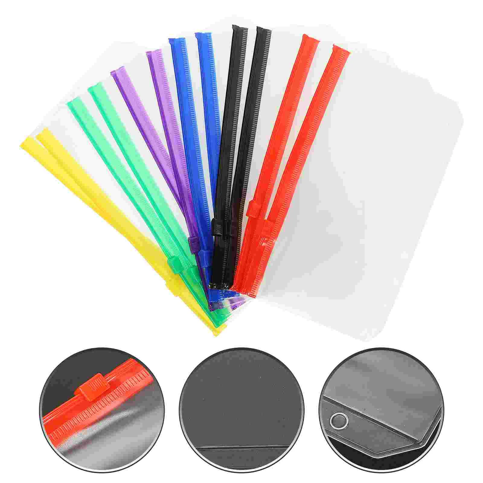 12 Pcs Transparent Bag Notebook Storage Document Pvc Zip Loose Leaf Sleeve Notepad Colorful Binder Pouch Pocket Decorative