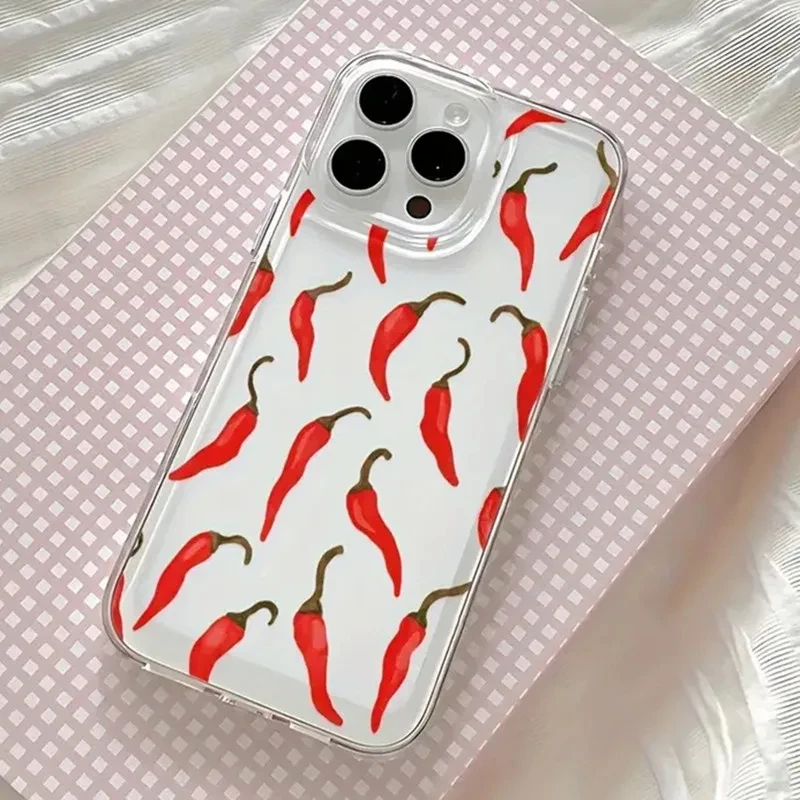 Etui na telefon z nadrukiem czerwonej papryki chili, przezroczyste, odporne na wstrząsy, miękkie, do iPhone 17 16 15 14 13 12 11 Pro Max XS X XR 7 8 Plus SE2 16E