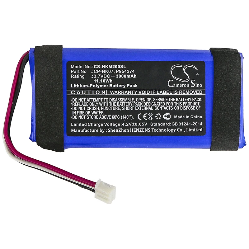 3000mAh 3.7V 11.10Wh Speaker Li-Polymer Battery for Harman/Kardon CP-HK07 P954374 Onyx Mini