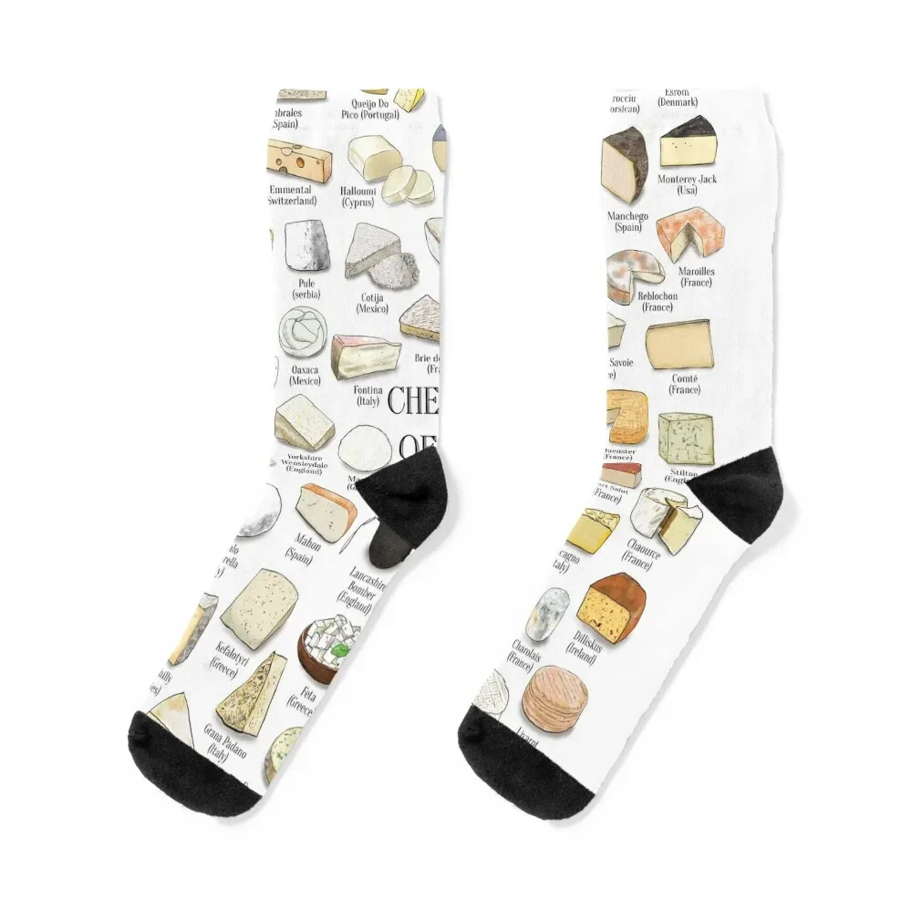 Cheeses of the World Socks gym winter gifts Hiking boots New year's Socks Ladies Men's