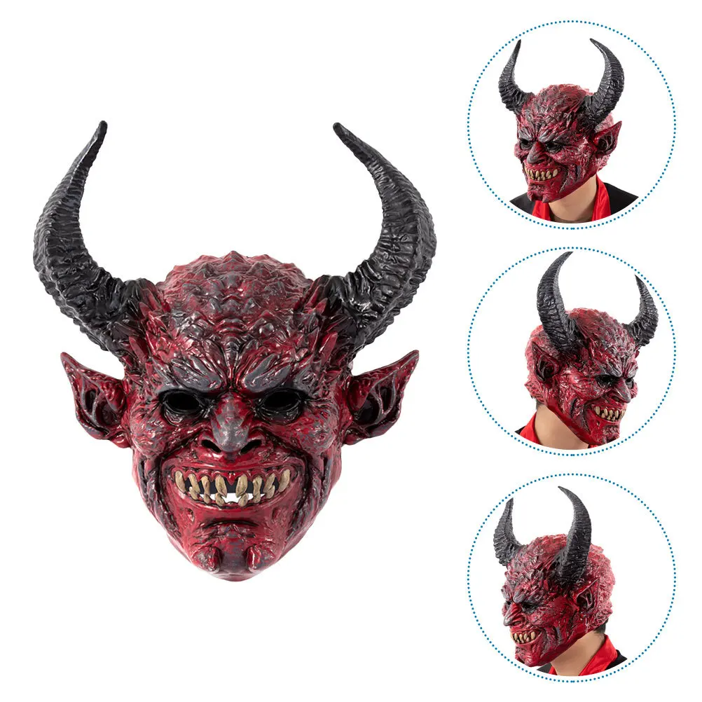 

Scary Monster Mask Halloween Horror Cosplay Devil Horn Ghost Half Face Japanese Samurai Role Playing Masquerade Party Decor