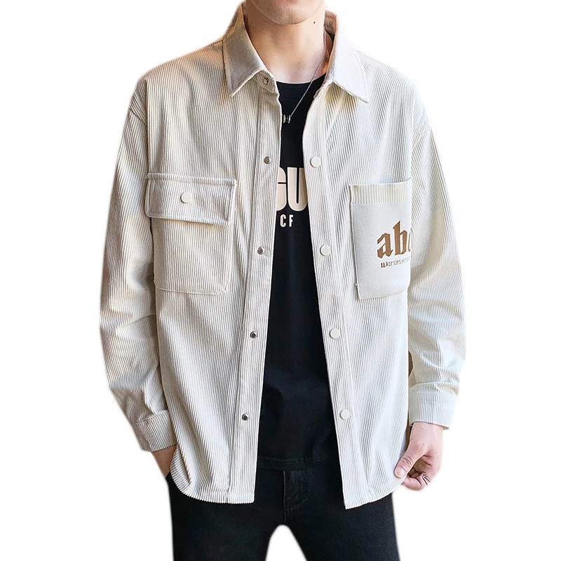 

Fashion Men Solid Corduroy Shirt - Long Sleeve Casual Lightweight Simple Versatile Urban Streetwear Men's Tops Stylish Clothing