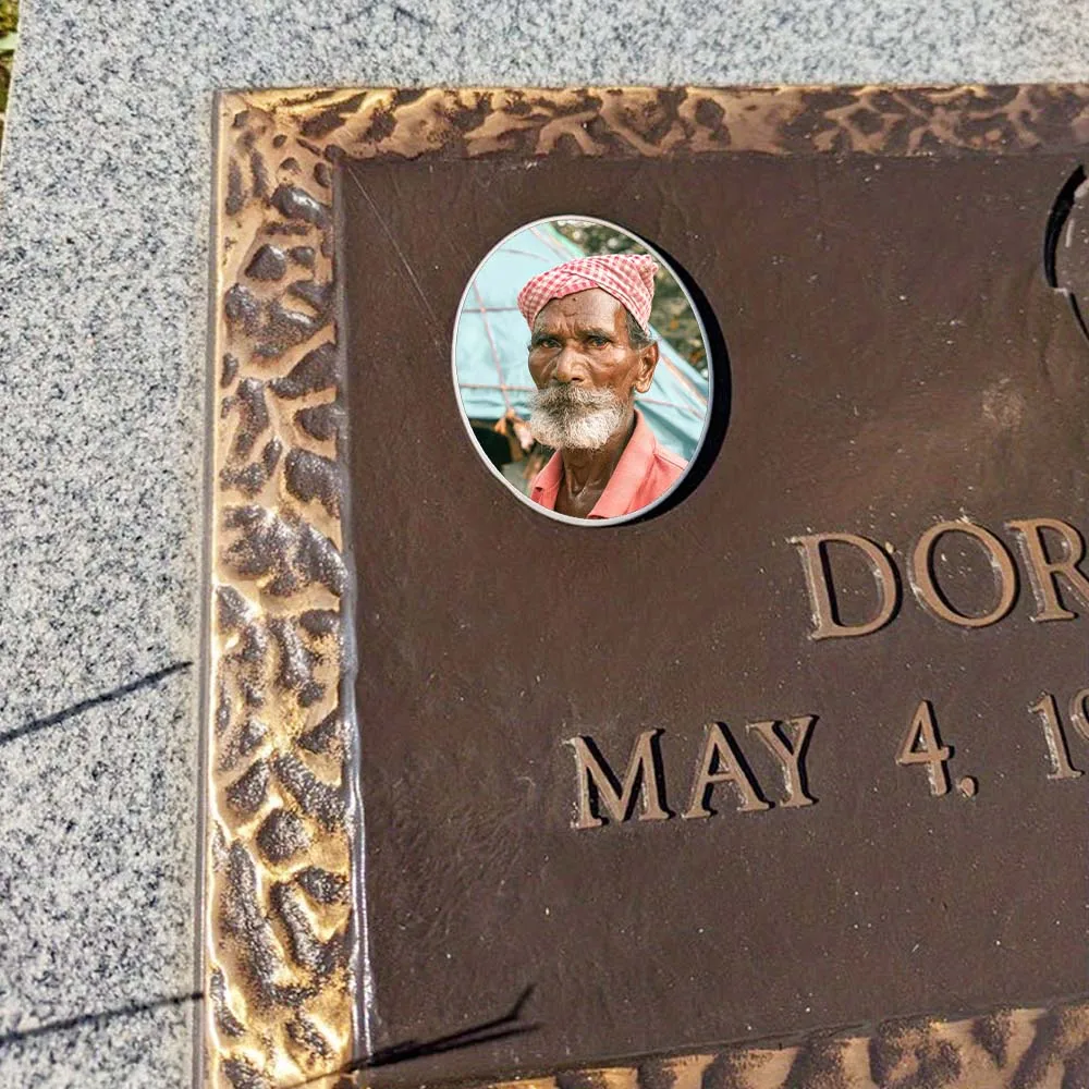 2D Flat Not 3D 1pc Custom Photo Memorial Headstone Tile Perfect for Cemetery Decoration Mother'S Day Oval Gravestone Marker