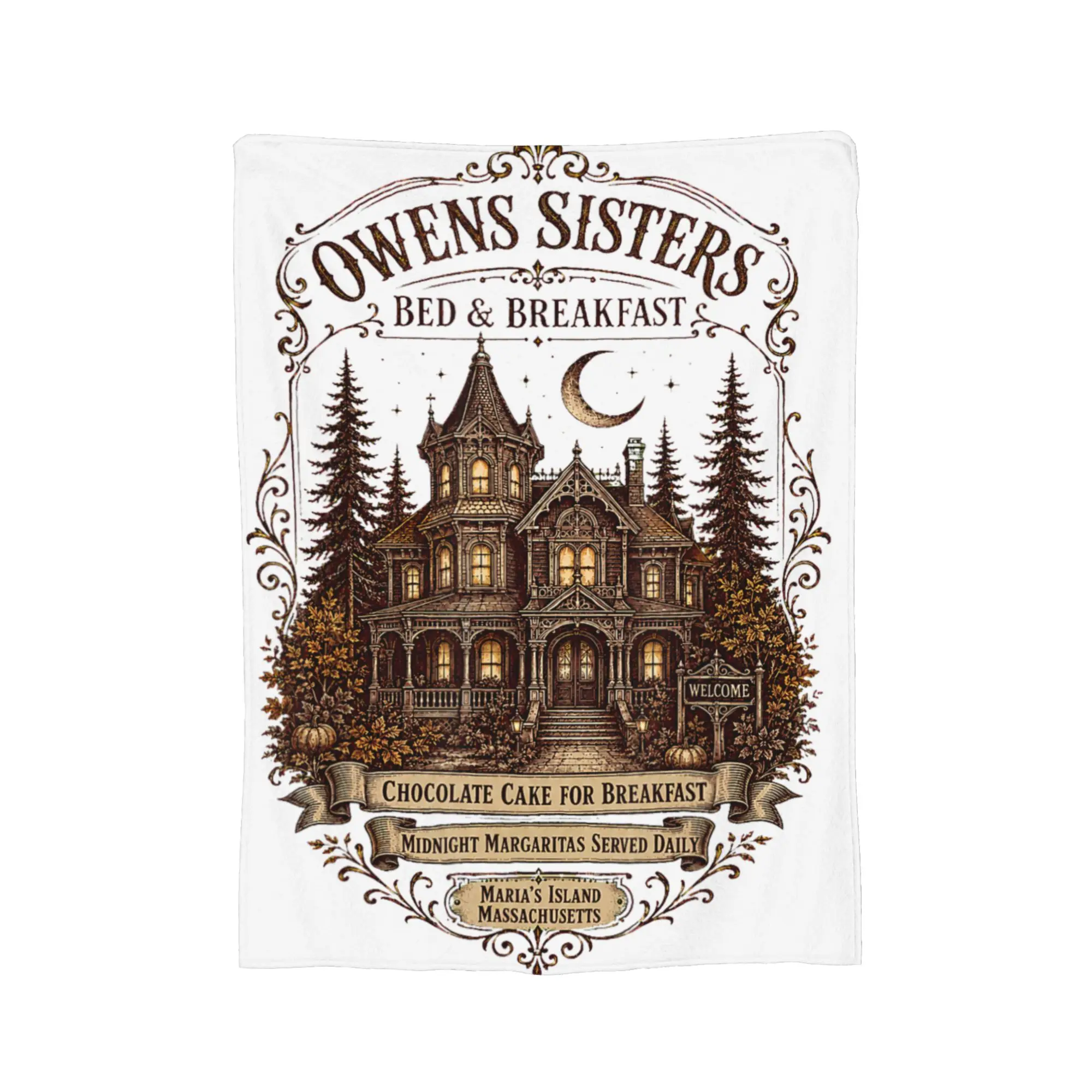 Vintage Witch Sisters Bed and Breakfast Halloween Blankets Practical Magic Wool Funny Throw Blankets for Home Restaurant  Winter