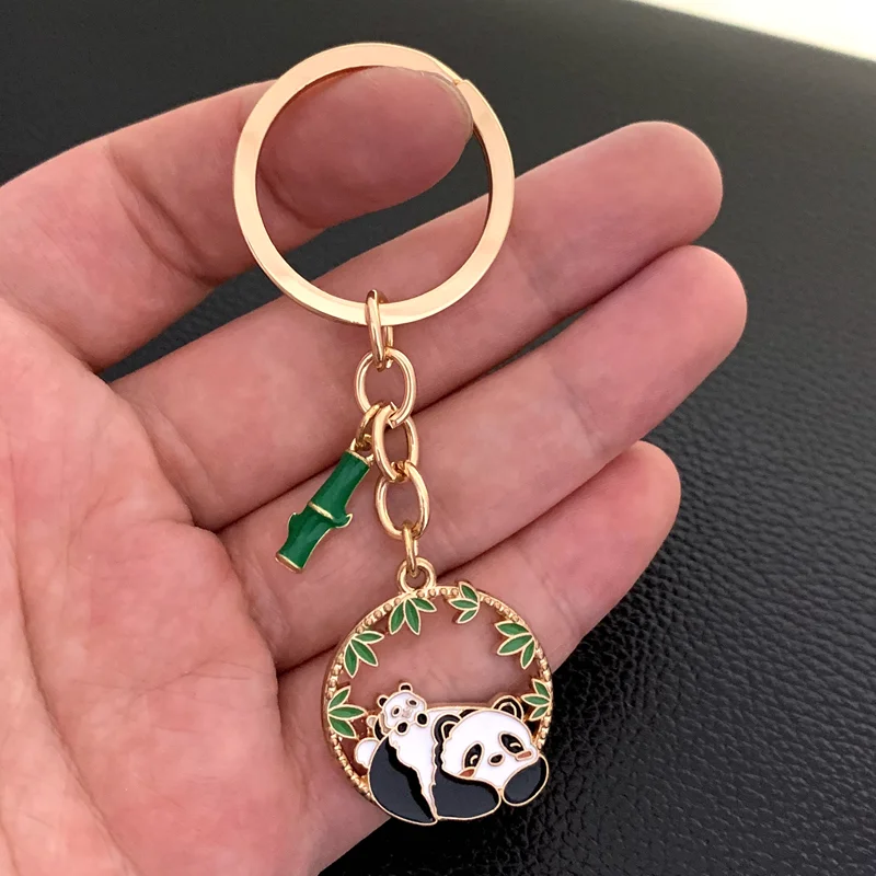 New Lovely Bamboo Panda key chain car key ring pendant women and children mobile phone set key ring gift