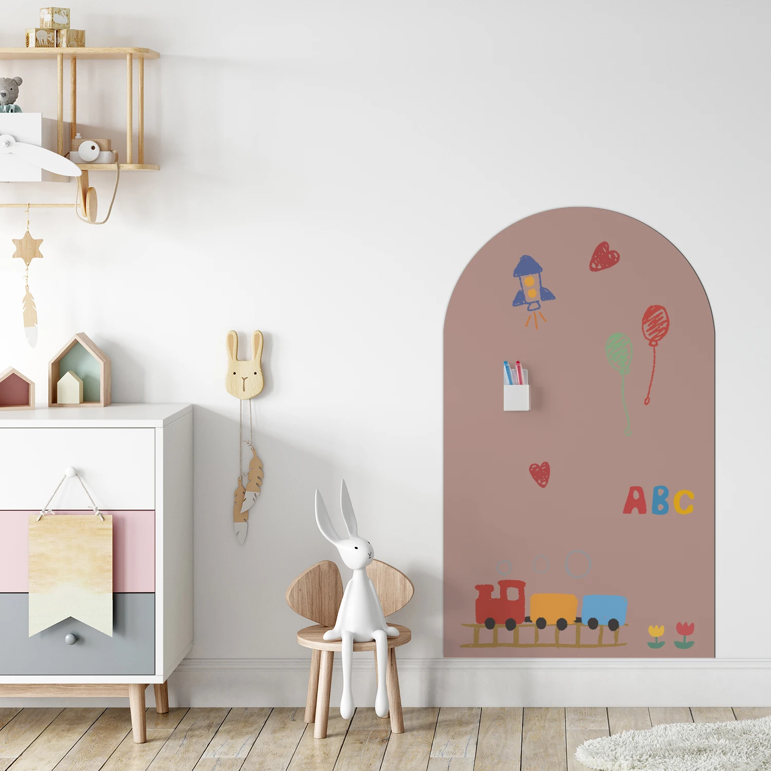 Autocollant mural graffiti en arc magnétique, ruban auto-adhésif de style Simple, adapté à la décoration murale de graffiti de pièce intérieure