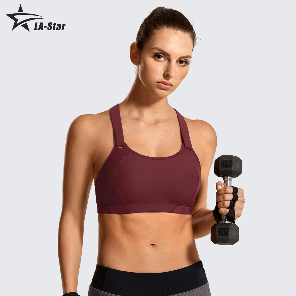 Casual Sport Bras Running Women Front Adjustable Lightly Padded Wirefree Racerback High Impact Yoga Black Bra Lady