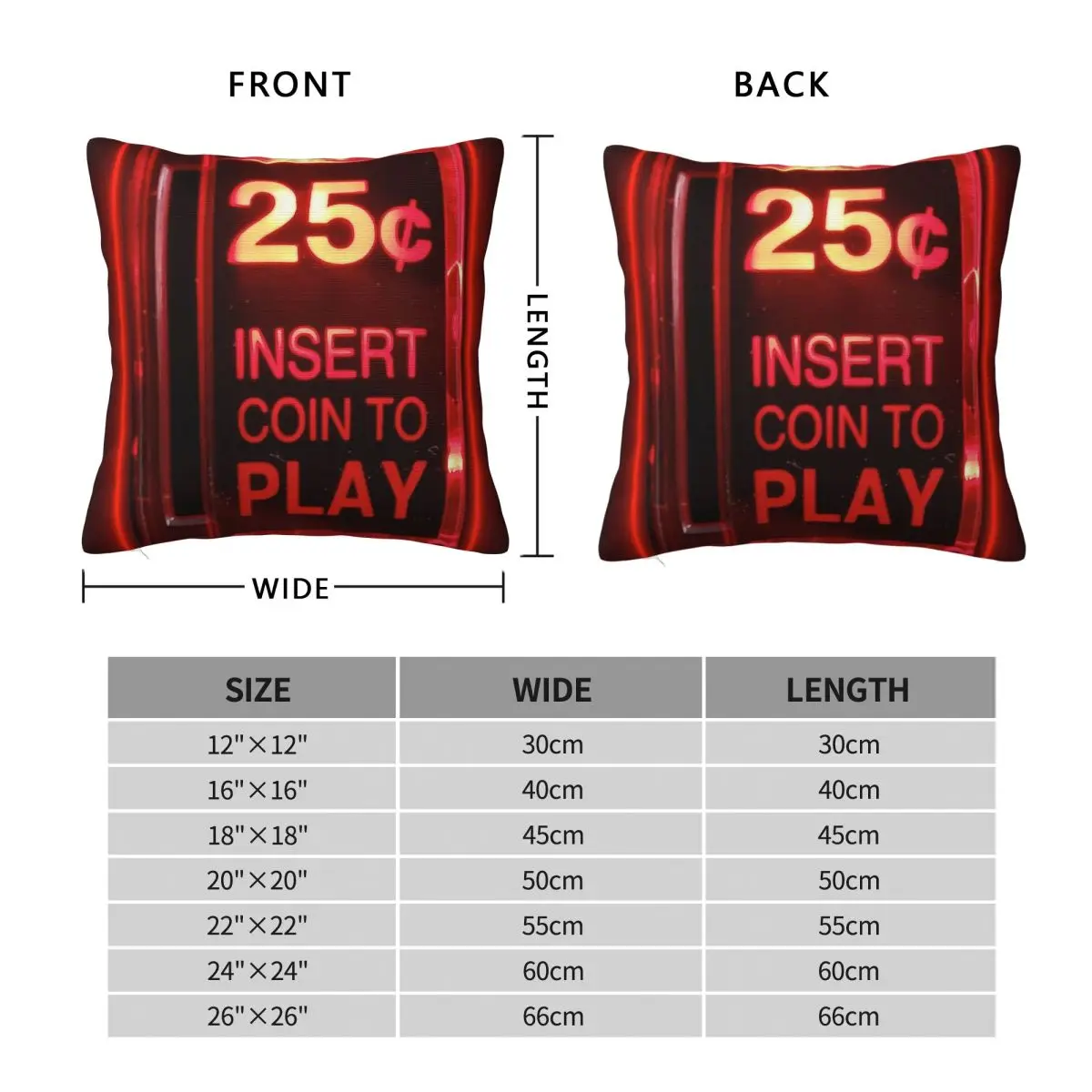 Insert Coin Retro Arcade Square Pillowcase Polyester Linen Velvet Pattern Zip Decor Pillow Case Bed Cushion Cover