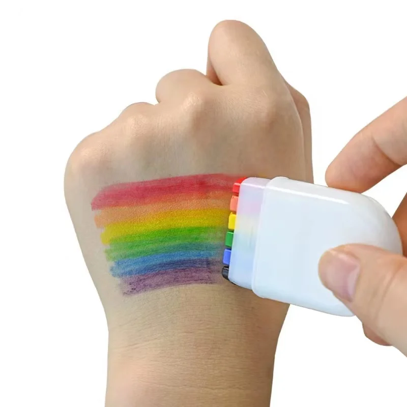 Rainbow Face Body Paint Color Face Paint Stick Portable Makeup Rainbow Body Markers Washable Gay Pride Day Celebrations Party