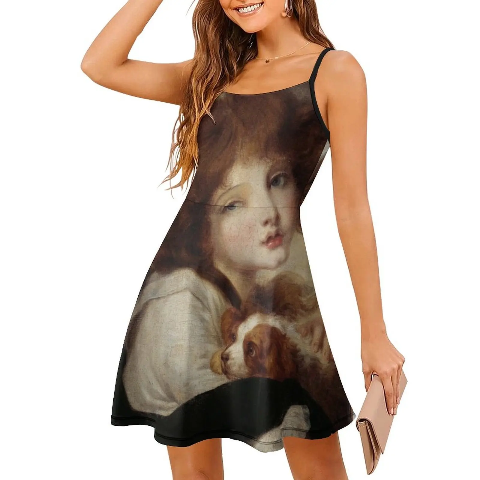 Greuze Jean-Baptiste-صورة لفتاة صغيرة مع فستان حفلات نسائي ملابس نادي مطبوعة عصرية للإناث #3