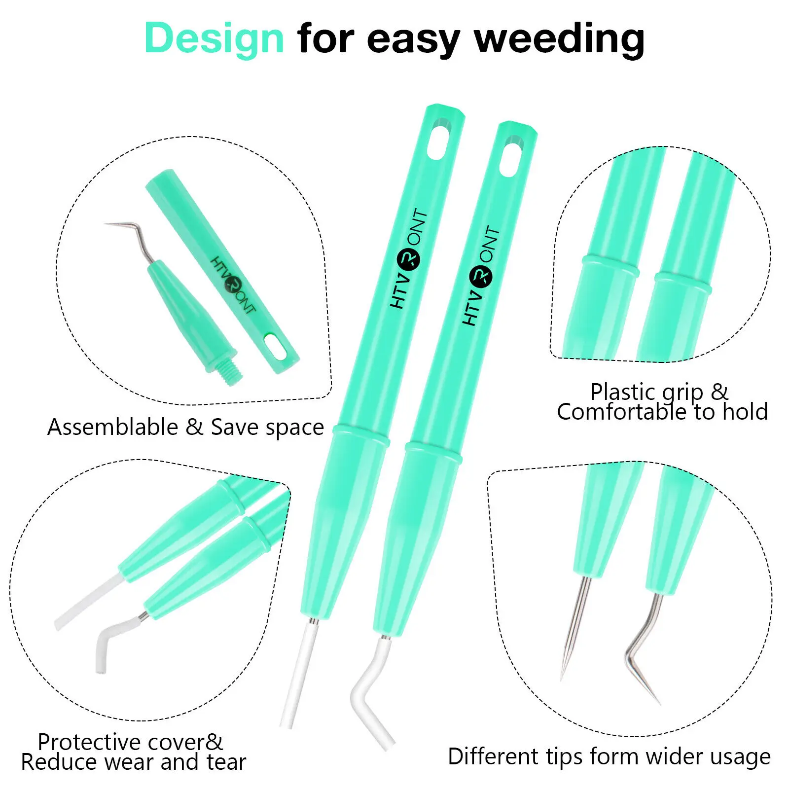 HTVRONT 4 PCS DIY Craft Weeding Tool Kit for Adhesive Vinyl Heat Transfer Vinyl For Cricut Silhouette Cameo Accessories Set