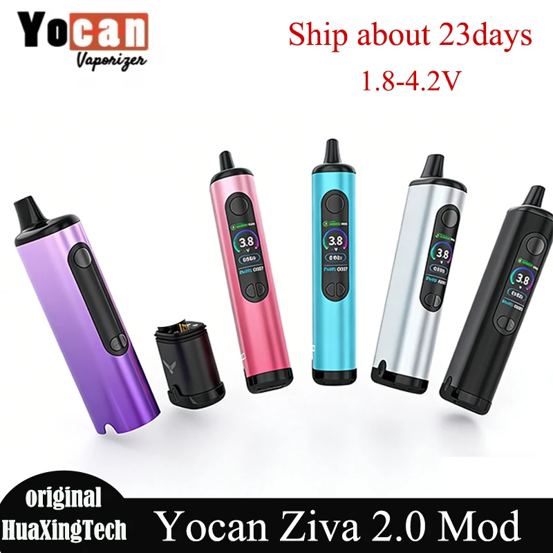 

Original Yocan Ziva 2.0 Vaporizer Mod 650mAh Battery LCD Color Display Variable Voltage 1.8-4.2V For 510 Thread Cart E-Cigarette