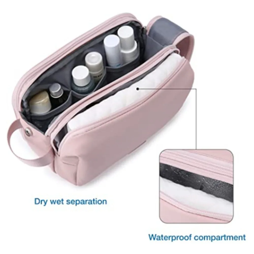 Fashion Waterproof Travel Toiletry Bag Dry Wet Separation Large Capacity Ladies Makeup Bag Women Lightweight Cosmetic