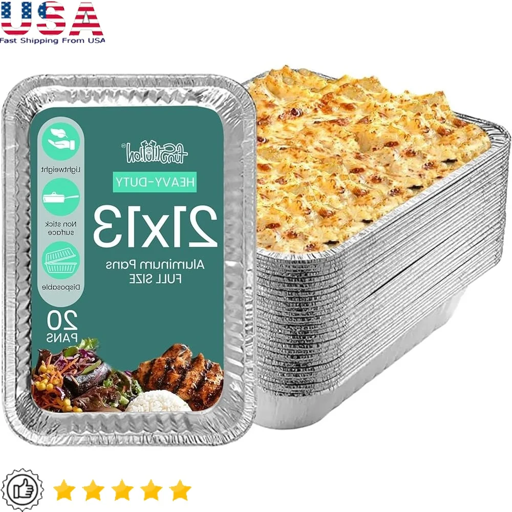 

Large Disposable Aluminum Foil Baking Pans 20 Pack High Heat Conductivity Cookware Baking Casseroles Lasagnas Brownies Cookies